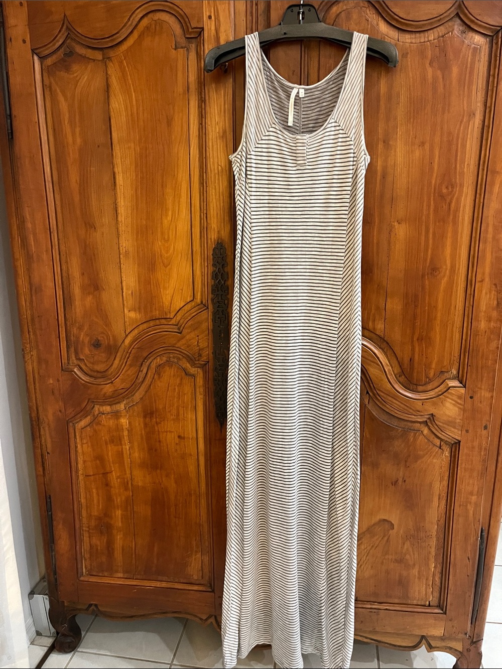 Yummie by Heather Thomson Striped Sleeveless Maxi Dress in White and Tan